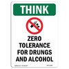 Signmission OSHA THINK Sign, Zero Tolerance W/ Symbol, 5in X 3.5in Decal, 10PK, 3.5" W, 5" L, Portrait, PK10 OS-TS-D-35-V-11948-10PK